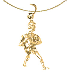 Sterling Silver 3D Football Player Pendant (Rhodium or Yellow Gold-plated)