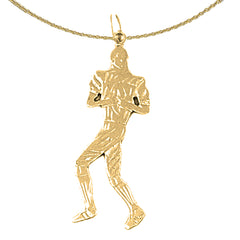 Sterling Silver Football Player Pendant (Rhodium or Yellow Gold-plated)