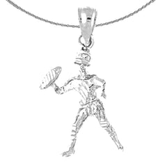 Sterling Silver 3D Football Player Pendant (Rhodium or Yellow Gold-plated)