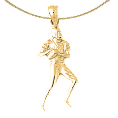 Sterling Silver Football Player Pendant (Rhodium or Yellow Gold-plated)