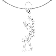 Sterling Silver Football Player Pendant (Rhodium or Yellow Gold-plated)