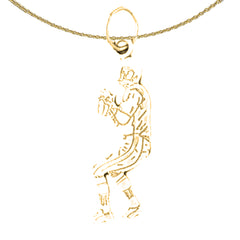 Sterling Silver Football Player Pendant (Rhodium or Yellow Gold-plated)