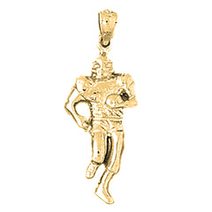 Yellow Gold-plated Silver Football Player Pendant