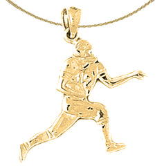 Sterling Silver Football Player Pendant (Rhodium or Yellow Gold-plated)