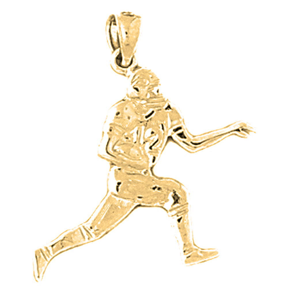 Yellow Gold-plated Silver Football Player Pendant