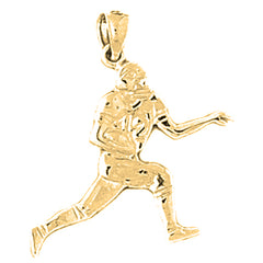 Yellow Gold-plated Silver Football Player Pendant