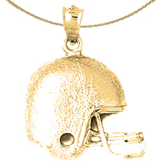 Sterling Silver Football Helmet Pendant (Rhodium or Yellow Gold-plated)