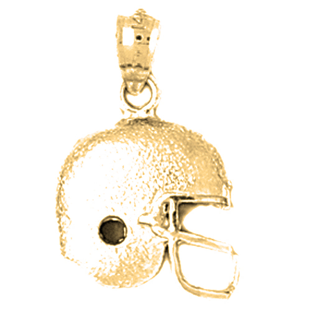 Yellow Gold-plated Silver Football Helmet Pendant