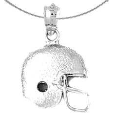 Sterling Silver Football Helmet Pendant (Rhodium or Yellow Gold-plated)