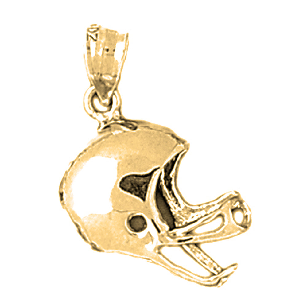 Yellow Gold-plated Silver Football Helmet Pendant