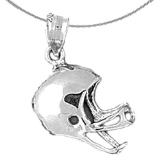 Sterling Silver Football Helmet Pendant (Rhodium or Yellow Gold-plated)