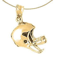 Sterling Silver Football Helmet Pendant (Rhodium or Yellow Gold-plated)