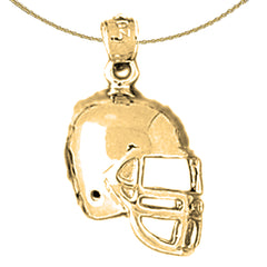 Sterling Silver Football Helmet Pendant (Rhodium or Yellow Gold-plated)