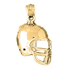 Yellow Gold-plated Silver Football Helmet Pendant