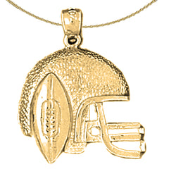 Sterling Silver Football Helmet Pendant (Rhodium or Yellow Gold-plated)