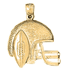 Yellow Gold-plated Silver Football Helmet Pendant