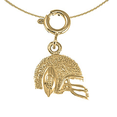 Sterling Silver Football Helmet Pendant (Rhodium or Yellow Gold-plated)