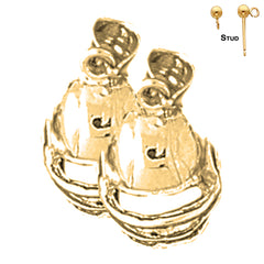 Sterling Silver 18mm Football Helmet Earrings (White or Yellow Gold Plated)
