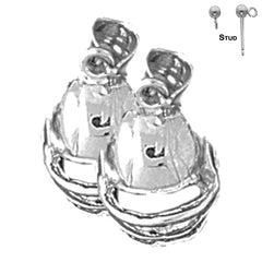 Sterling Silver 18mm Football Helmet Earrings (White or Yellow Gold Plated)