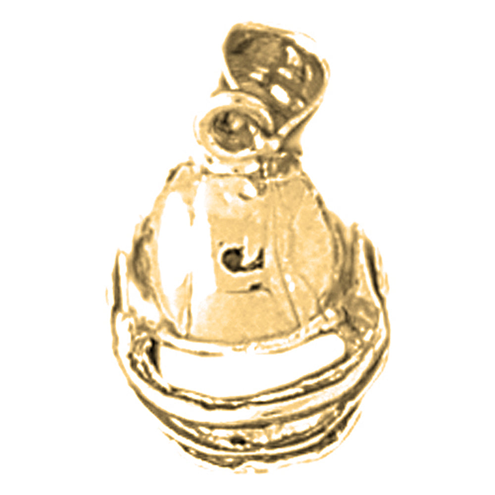 Yellow Gold-plated Silver Football Helmet Pendant