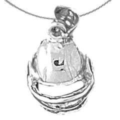 Sterling Silver Football Helmet Pendant (Rhodium or Yellow Gold-plated)