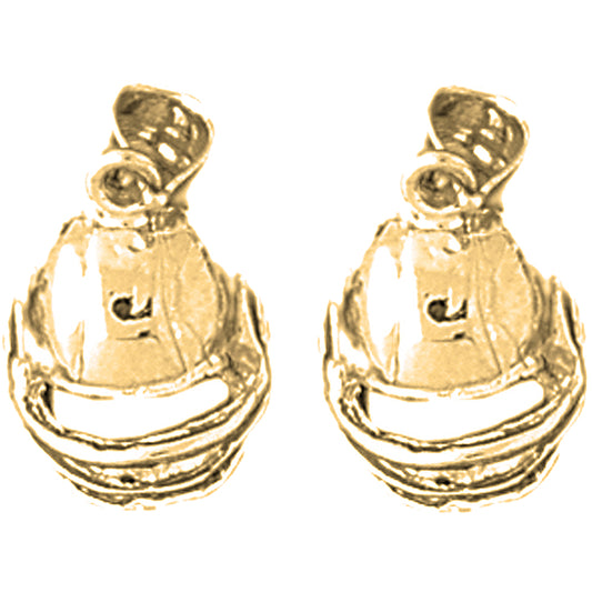 Yellow Gold-plated Silver 18mm Football Helmet Earrings