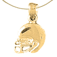 Sterling Silver Football Helmet Pendant (Rhodium or Yellow Gold-plated)