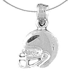 Sterling Silver Football Helmet Pendant (Rhodium or Yellow Gold-plated)