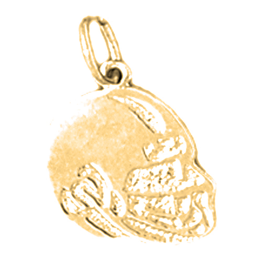 Yellow Gold-plated Silver Football Helmet Pendant