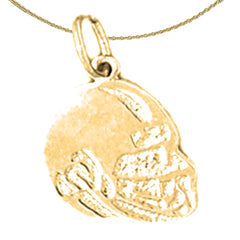 Sterling Silver Football Helmet Pendant (Rhodium or Yellow Gold-plated)