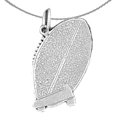 Sterling Silver Football Pendant (Rhodium or Yellow Gold-plated)