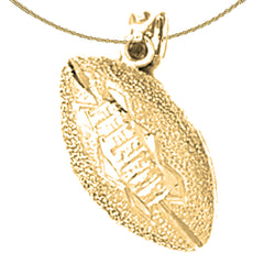 Sterling Silver 3D Football Pendant (Rhodium or Yellow Gold-plated)