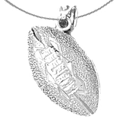 Sterling Silver 3D Football Pendant (Rhodium or Yellow Gold-plated)