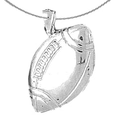 Sterling Silver Football Pendant (Rhodium or Yellow Gold-plated)