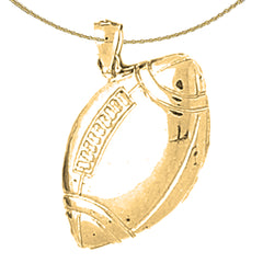 Sterling Silver Football Pendant (Rhodium or Yellow Gold-plated)