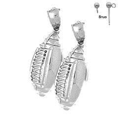 Sterling Silver 28mm Football Earrings (White or Yellow Gold Plated)