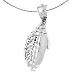 Sterling Silver Football Pendant (Rhodium or Yellow Gold-plated)