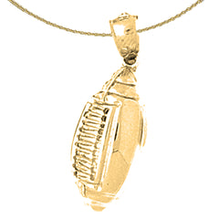 Sterling Silver Football Pendant (Rhodium or Yellow Gold-plated)