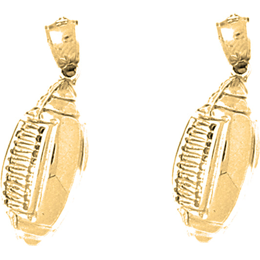 Yellow Gold-plated Silver 28mm Football Earrings