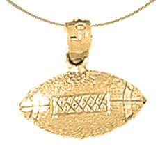 Sterling Silver Football Pendant (Rhodium or Yellow Gold-plated)