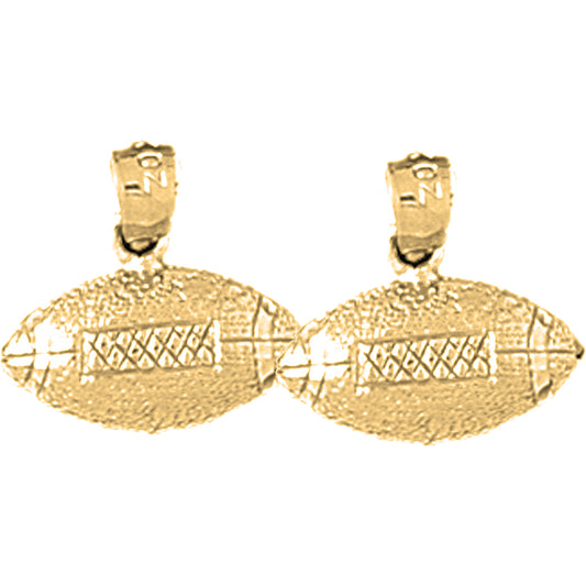 Yellow Gold-plated Silver 14mm Football Earrings