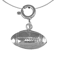 Sterling Silver Football Pendant (Rhodium or Yellow Gold-plated)