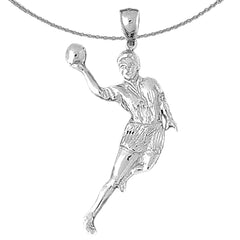 Sterling Silver Basketball Player Pendant (Rhodium or Yellow Gold-plated)