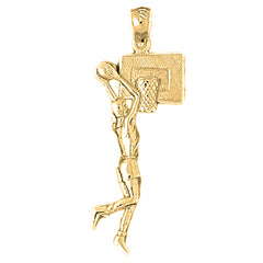 Yellow Gold-plated Silver Basketball Player Pendant