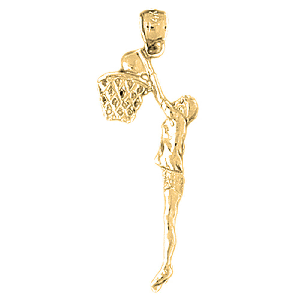 Yellow Gold-plated Silver Basketball Player Pendant