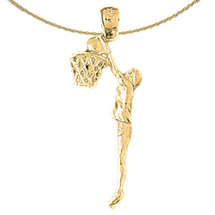 Sterling Silver Basketball Player Pendant (Rhodium or Yellow Gold-plated)