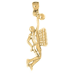 Yellow Gold-plated Silver Basketball Player Pendant