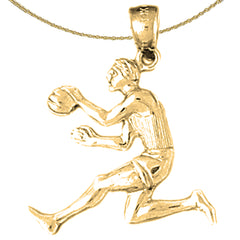 Colgante de jugador de baloncesto de plata de ley (bañado en rodio o oro amarillo)
