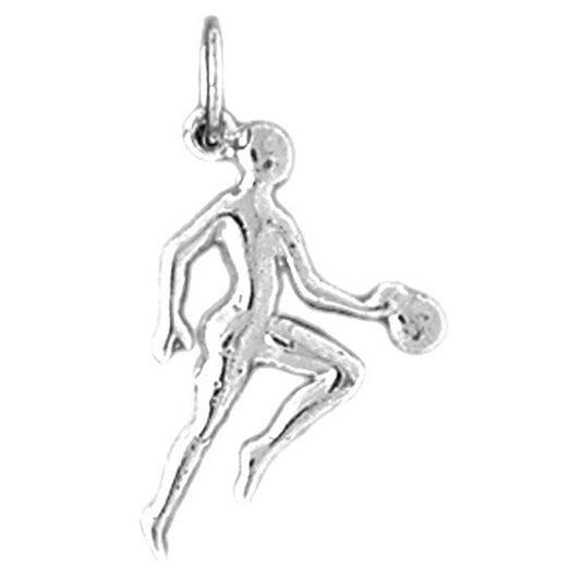 Sterling Silver Basketball Player Pendant