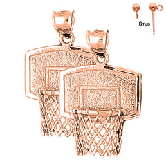 14K or 18K Gold Basketball Basket Earrings